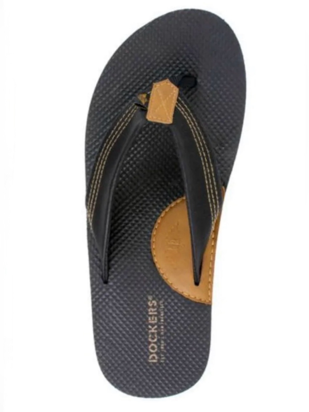 Dockers Navy blue Men’s flip-flop arch support sandals with tan accents 8/9